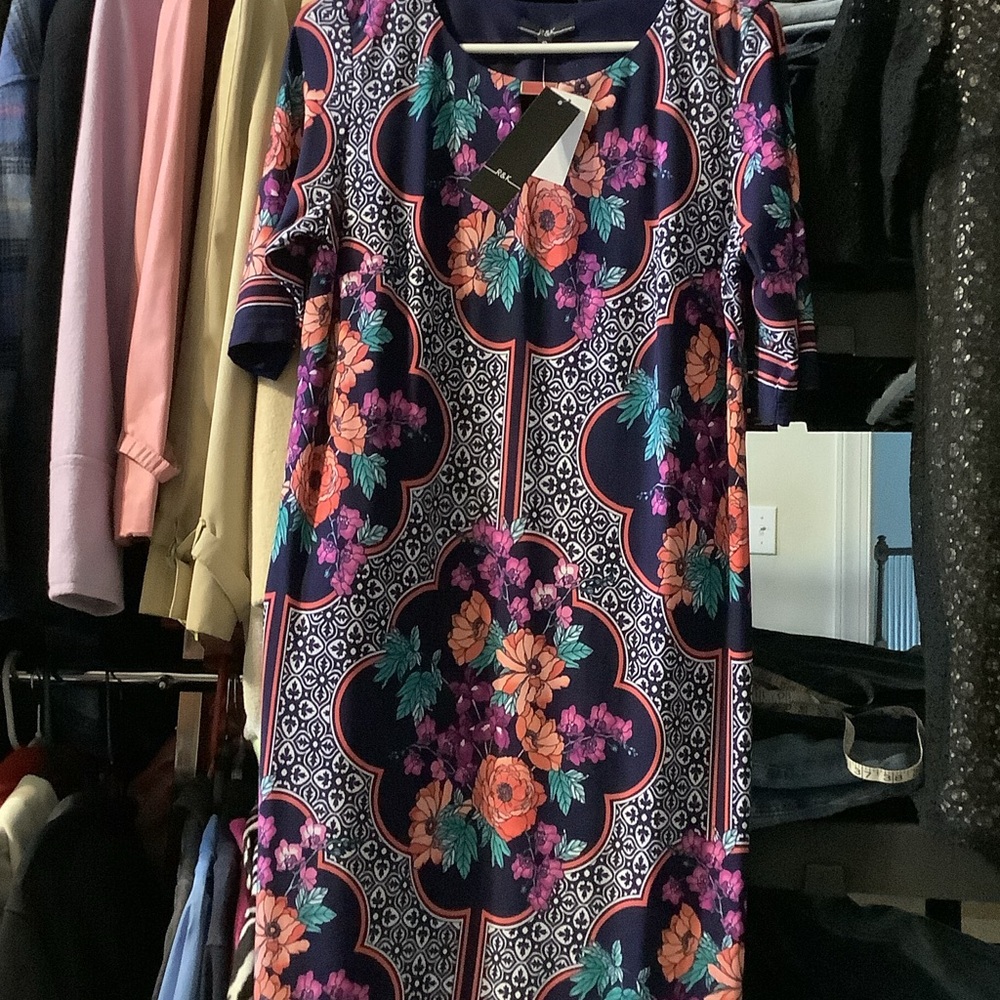 R&K Vibrant Floral Dress - Purple‎ and Orange